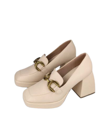 Menbur mocassini con tacco quadrato e accessorio