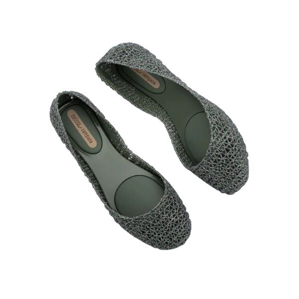 Melissa Campana Papel VII AD ballerine con glitter applicati Glitter Green