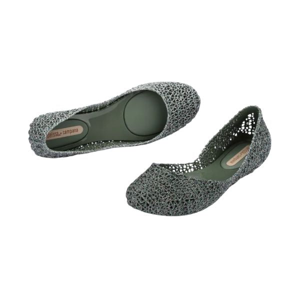 Melissa Campana Papel VII AD ballerine con glitter applicati Glitter Green