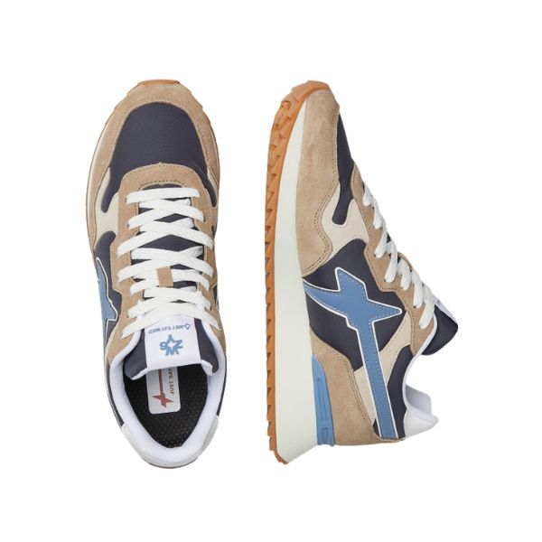 W6yz Yak M sneakers in suede e tessuto e suede blu e beige