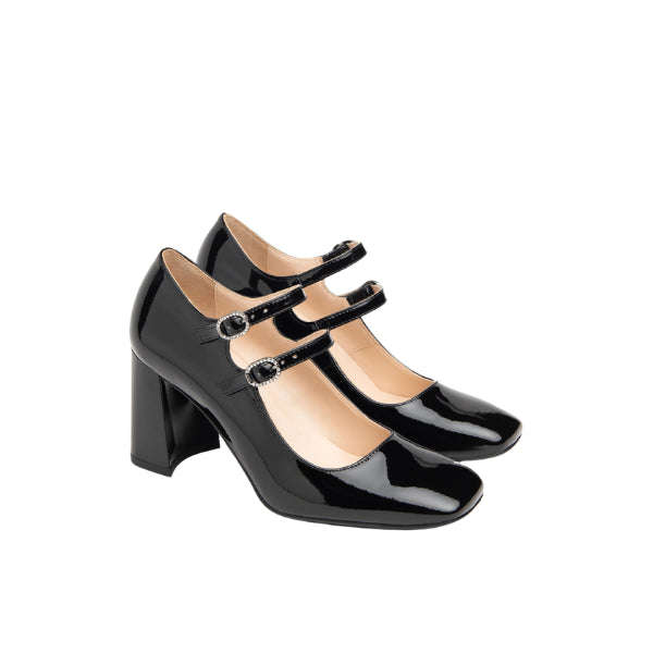 Nero Giardini décolleté in vernice con doppio cinturino