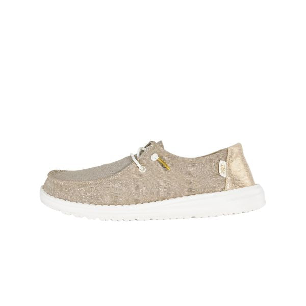 HeyDude Wendy Metallic Sparkle mocassiniin tessuto glitter Gold
