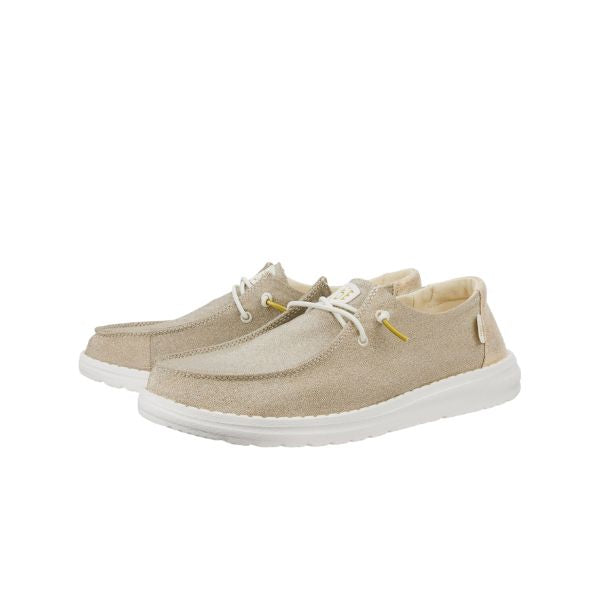 HeyDude Wendy Metallic Sparkle mocassiniin tessuto glitter Gold