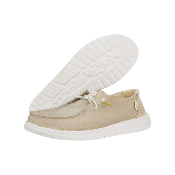HeyDude Wendy Metallic Sparkle mocassiniin tessuto glitter Gold