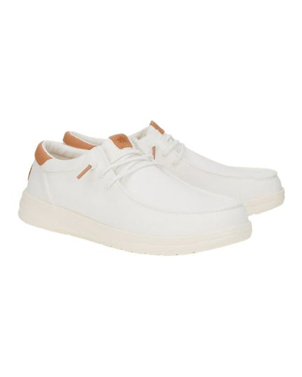 Hey Dude Paul Canvas scarpe slip on in tessuto bianco con lacci elastici