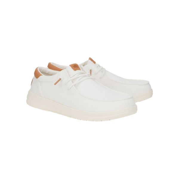 Hey Dude Paul Canvas scarpe slip on in tessuto bianco con lacci elastici