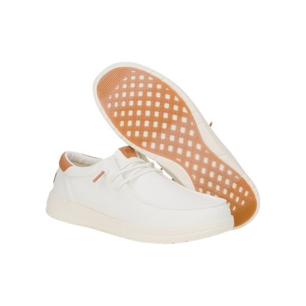 Hey Dude Paul Canvas scarpe slip on in tessuto bianco con lacci elastici