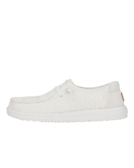Hey Dude Wendy Crochet Lace scarpe in tessuto bianco con ricami