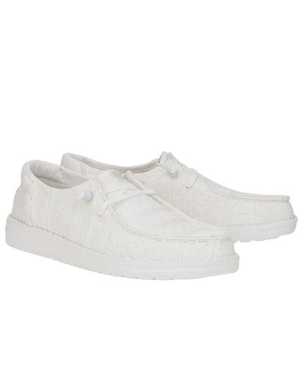 Hey Dude Wendy Crochet Lace scarpe in tessuto bianco con ricami