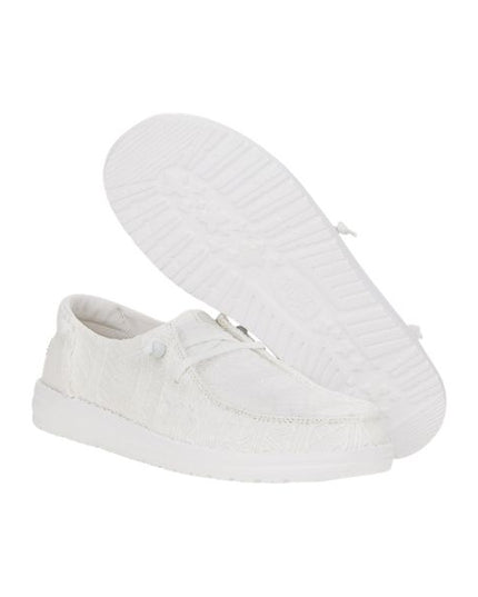 Hey Dude Wendy Crochet Lace scarpe in tessuto bianco con ricami