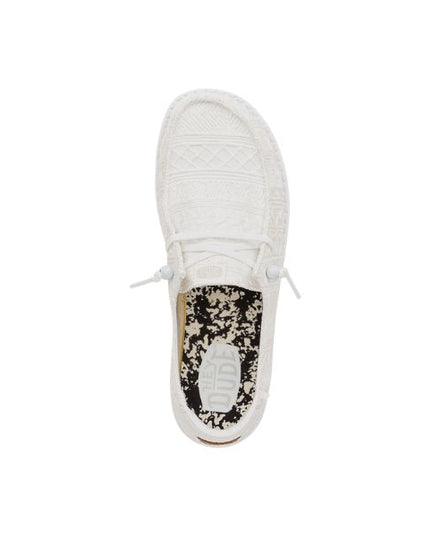 Hey Dude Wendy Crochet Lace scarpe in tessuto bianco con ricami