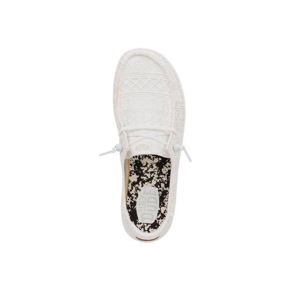 Hey Dude Wendy Crochet Lace scarpe in tessuto bianco con ricami