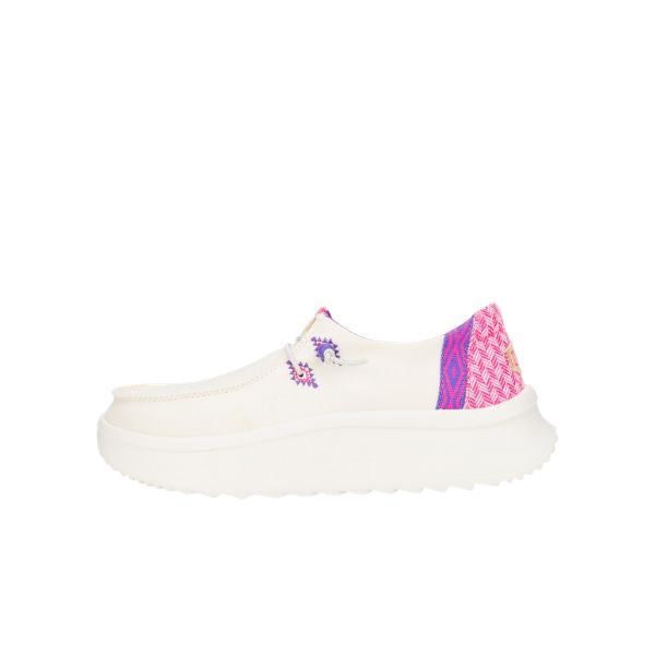 Hey Dude Wendy Peak Chambray Woven sneakers platform in tessuto bianco