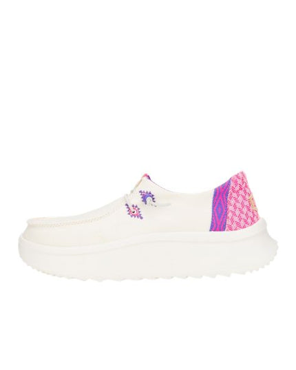 Hey Dude Wendy Peak Chambray Woven sneakers platform in tessuto bianco