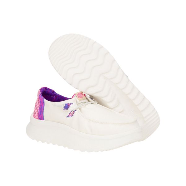 Hey Dude Wendy Peak Chambray Woven sneakers platform in tessuto bianco