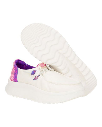 Hey Dude Wendy Peak Chambray Woven sneakers platform in tessuto bianco