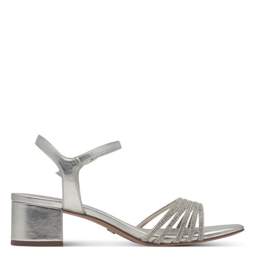 Tamaris sandali con tacco a blocco e strass platino