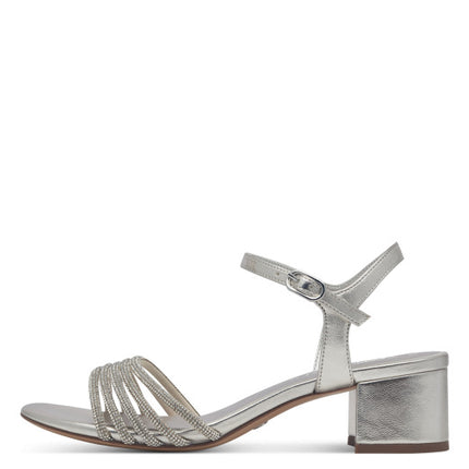 Tamaris sandali con tacco a blocco e strass platino