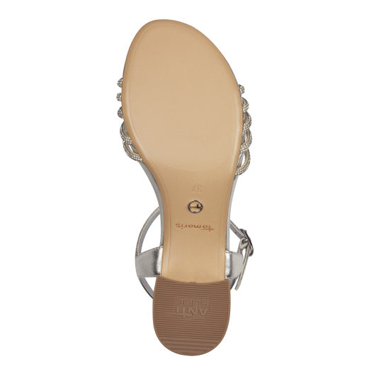 Tamaris sandali con tacco a blocco e strass platino