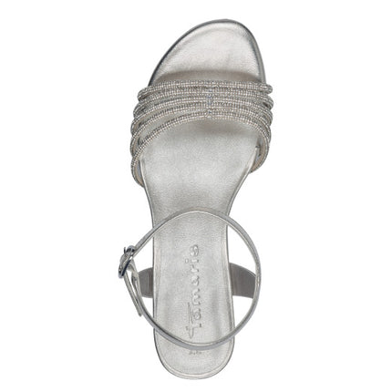 Tamaris sandali con tacco a blocco e strass platino