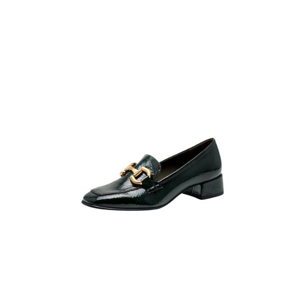 Tamaris Francesina In Vernice Verde Con Fibbia Decorativa