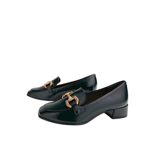 Tamaris Francesina In Vernice Verde Con Fibbia Decorativa