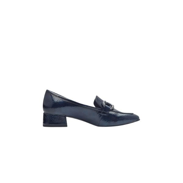 Tamaris Francesina In Vernice Blu Con Fibbia Decorativa