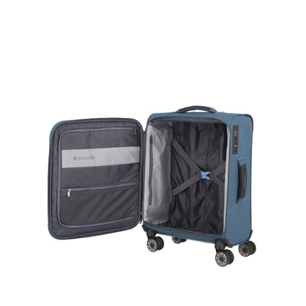 Travelite Skaii S trolley morbido con zip esterne blu