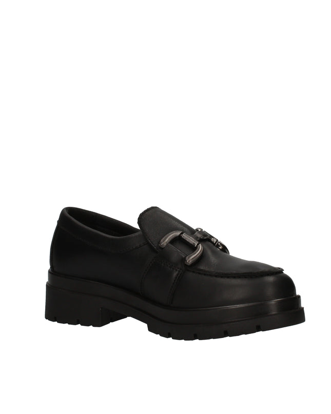 Enval Soft mocassini in pelle con tacco e accessorio