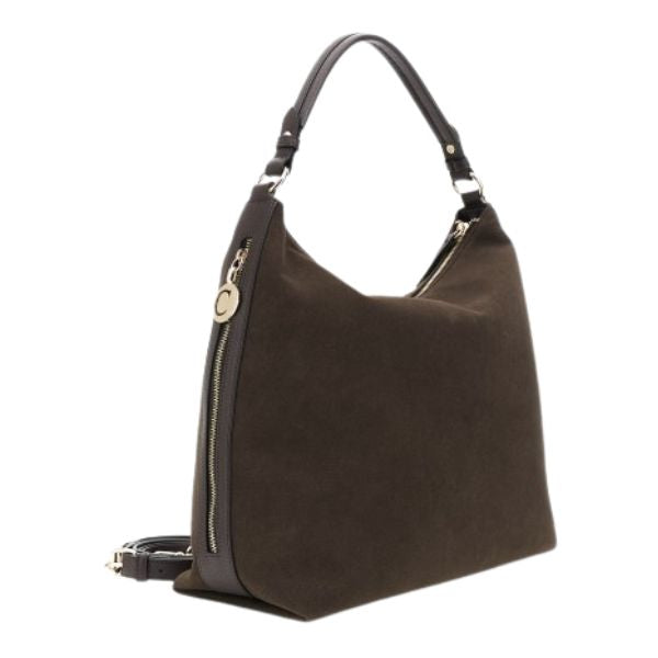 CAFENOIR C3YB0904 Borsa a spalla morbida effetto suede Testa di moro