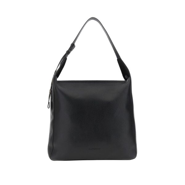 CAFENOIR C3NS0944 Borsa a spalla morbida sfoderata, con logo dorato Nera