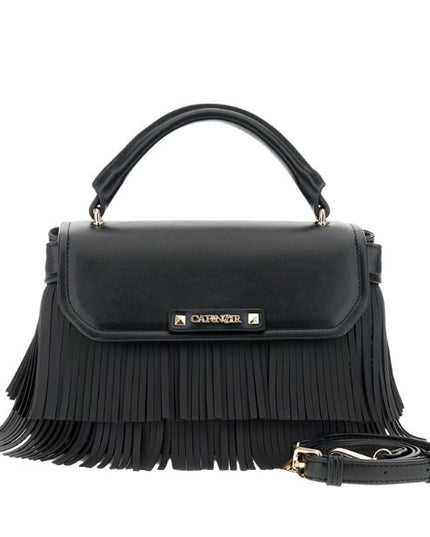 CAFENOIR C3NE0933 Borsa a spalla con frange laterali Nera