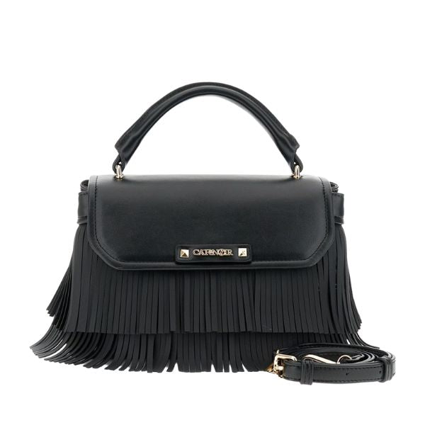CAFENOIR C3NE0933 Borsa a spalla con frange laterali Nera