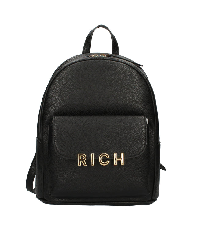 John Richmond zaino in pelle martellata con logo metallico