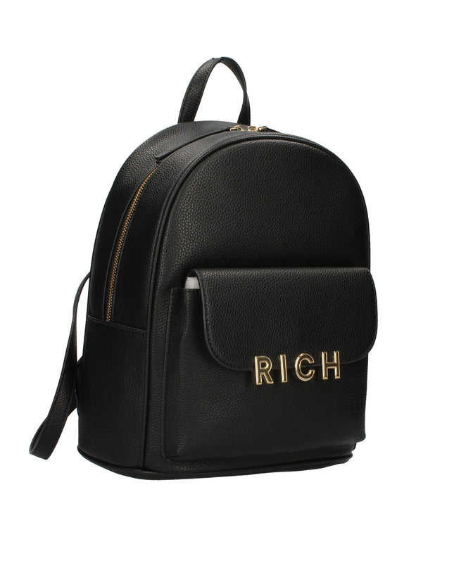 John Richmond zaino in pelle martellata con logo metallico