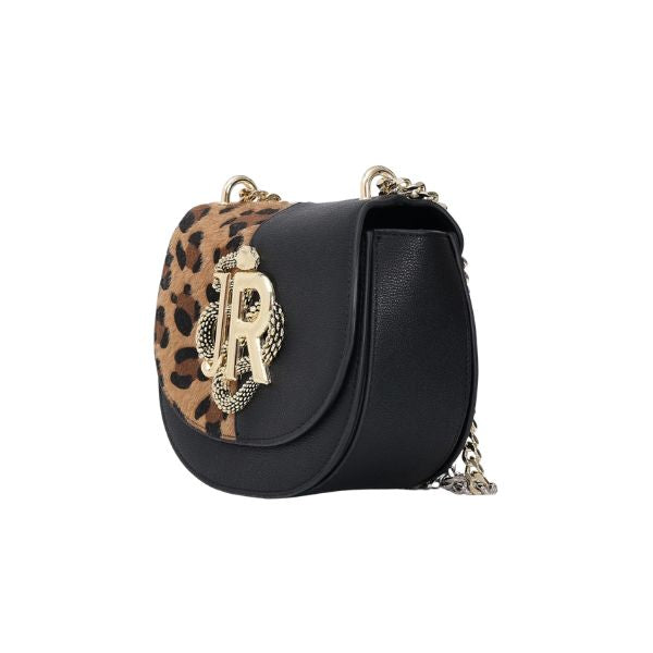 John Richmond tracolla con inserto in pelo maculato