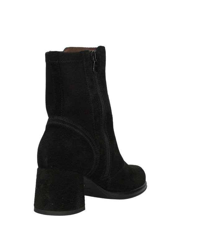 Nero Giardini I514311D tronchetti donna in pelle nera e tessuto tecnico con tacco