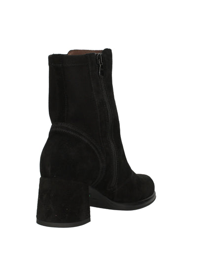 Nero Giardini I514311D tronchetti donna in pelle nera e tessuto tecnico con tacco