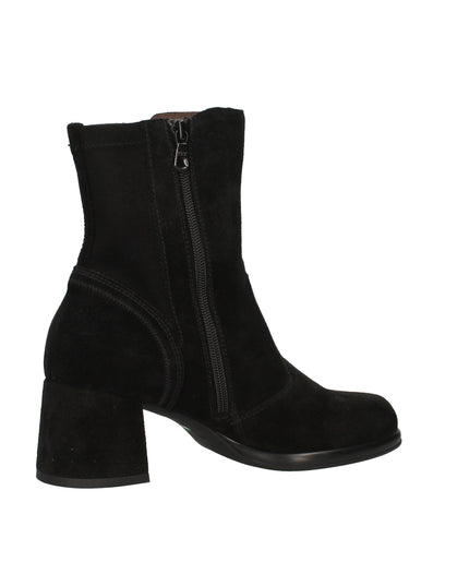 Nero Giardini I514311D tronchetti donna in pelle nera e tessuto tecnico con tacco