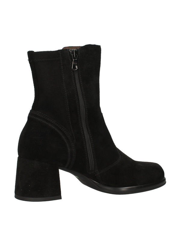 Nero Giardini I514311D tronchetti donna in pelle nera e tessuto tecnico con tacco