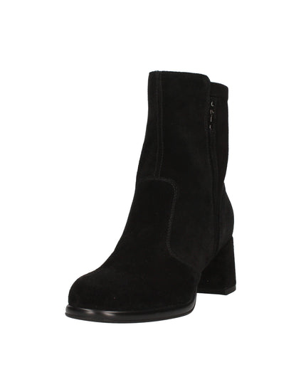 Nero Giardini I514311D tronchetti donna in pelle nera e tessuto tecnico con tacco