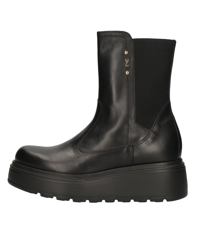 Nero Giardini I514901D stivaletti chelsea in pelle nera e tessuto