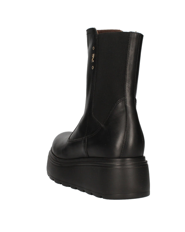 Nero Giardini I514901D stivaletti chelsea in pelle nera e tessuto