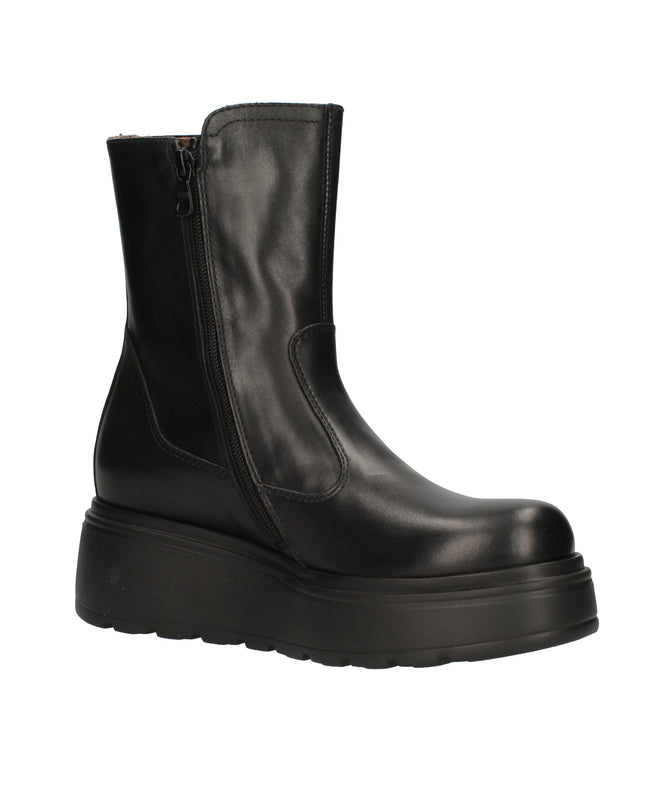 Nero Giardini I514901D stivaletti chelsea in pelle nera e tessuto