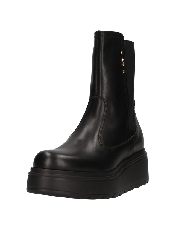 Nero Giardini I514901D stivaletti chelsea in pelle nera e tessuto