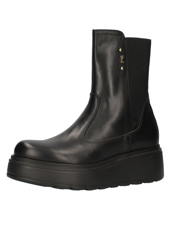 Nero Giardini I514901D stivaletti chelsea in pelle nera e tessuto