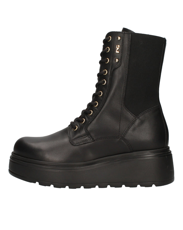 Nero Giardini I514900D anfibi in pelle nera con suola platform