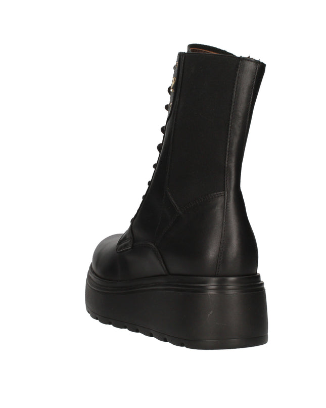 Nero Giardini I514900D anfibi in pelle nera con suola platform