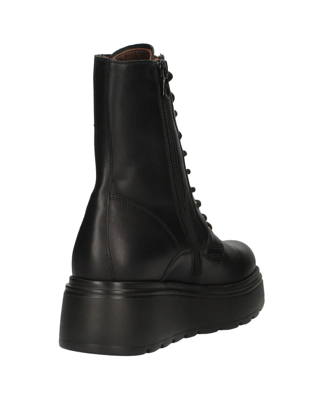 Nero Giardini I514900D anfibi in pelle nera con suola platform