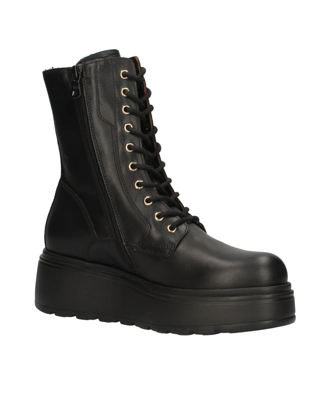 Nero Giardini I514900D anfibi in pelle nera con suola platform